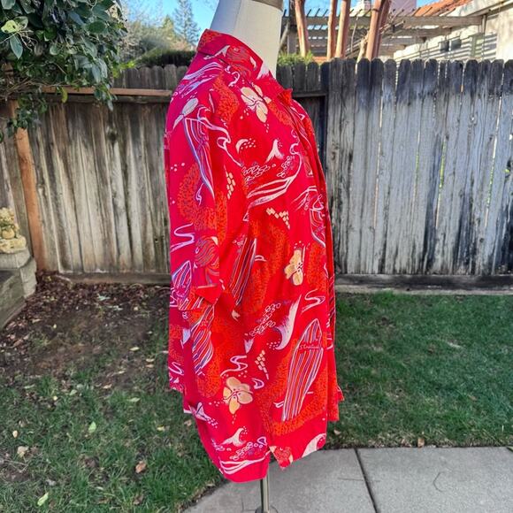 Structure Red Hawaiian Surfboard Floral Camp Shirt 100% Cotton Men's Size XL - Picture 5 of 11